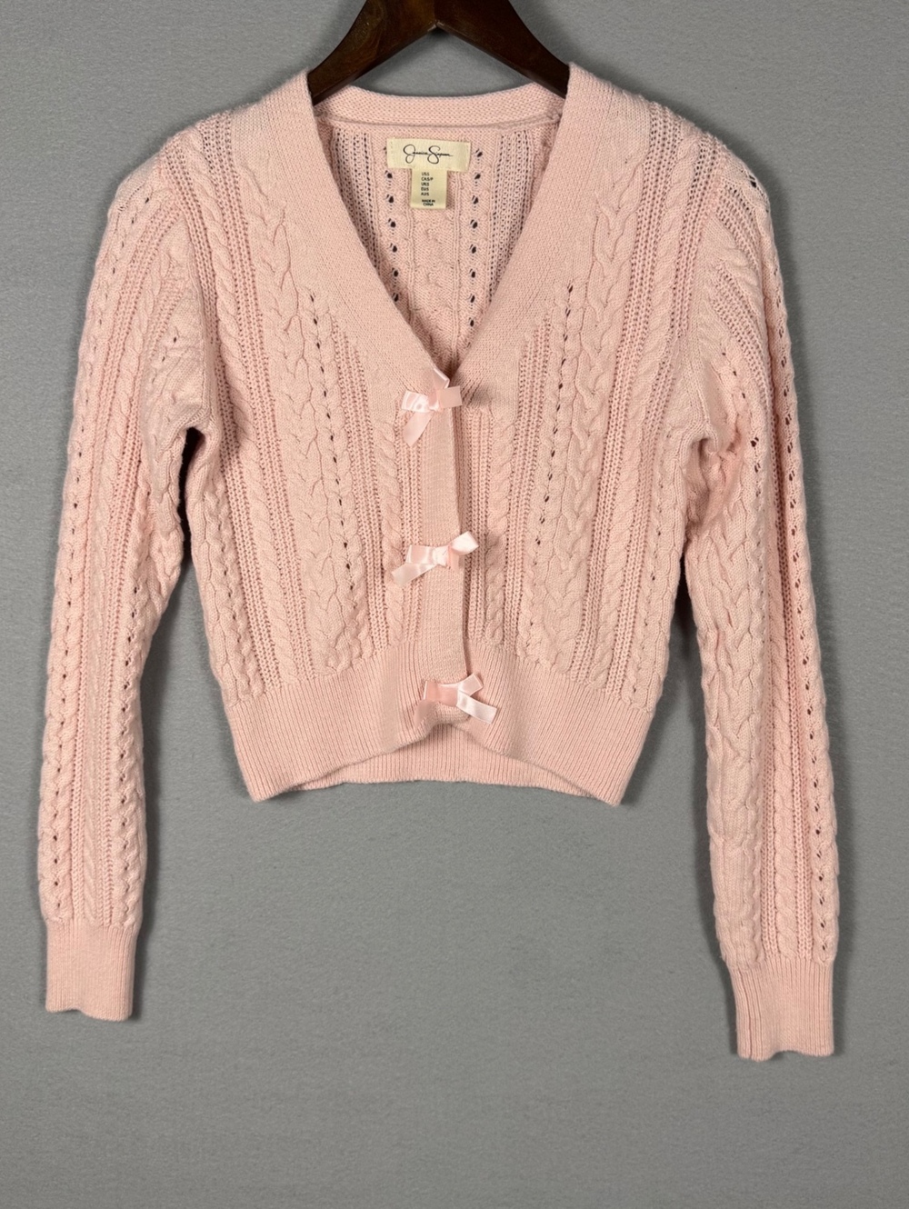 Jessica Simpson Women's Small Pink Knit Cardigan Sweater
